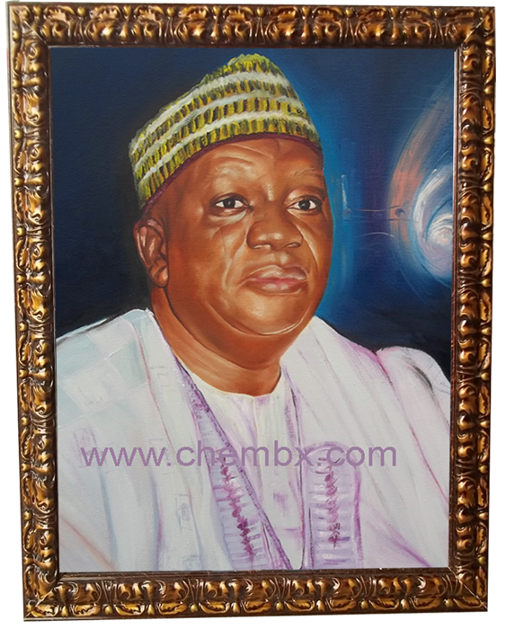 Oil on canvas African-themed portrait of a girl with beads